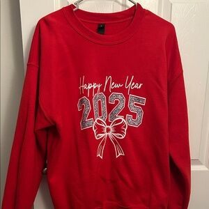 Gildan Red Happy New Year 2025 Sweatshirt